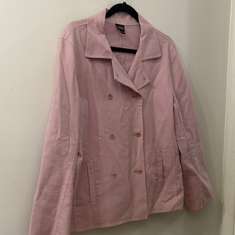 Eileen Fisher Light Pink Pea Coat - women’s large - cotton blend